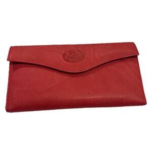 Julia Buxton Heiress Leather Checkbook Wallet Red Leather RFID Organizer Clutch